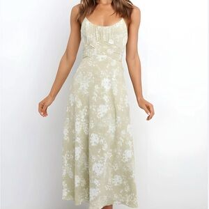 Selfie Leslie Green Cream Maxi Dress